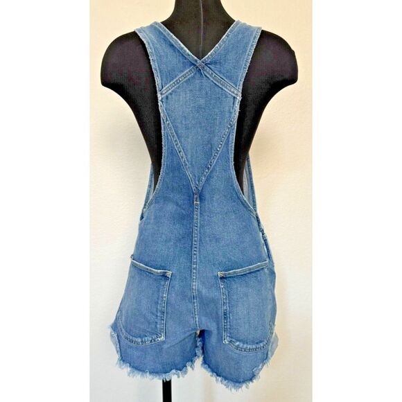 Joes Jeans Shortalls Taylor Hill Medium Blue Denim Bib Overall Shorts Y2K Boho - Picture 5 of 16